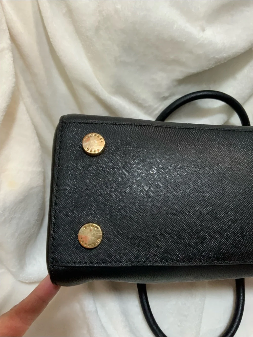 Michael Kors Black Saffiano Leather Satchel with Gold Hardware
